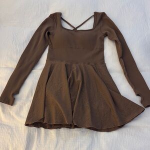 Brown Long Sleeve Skater Dress